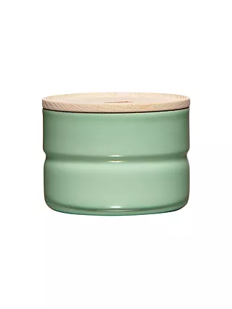 RIESS | Frischhaltedose - Emaille Vorratsdose mit Eschenholz-Deckel "Truehomewear" 6cm 230ml | grün